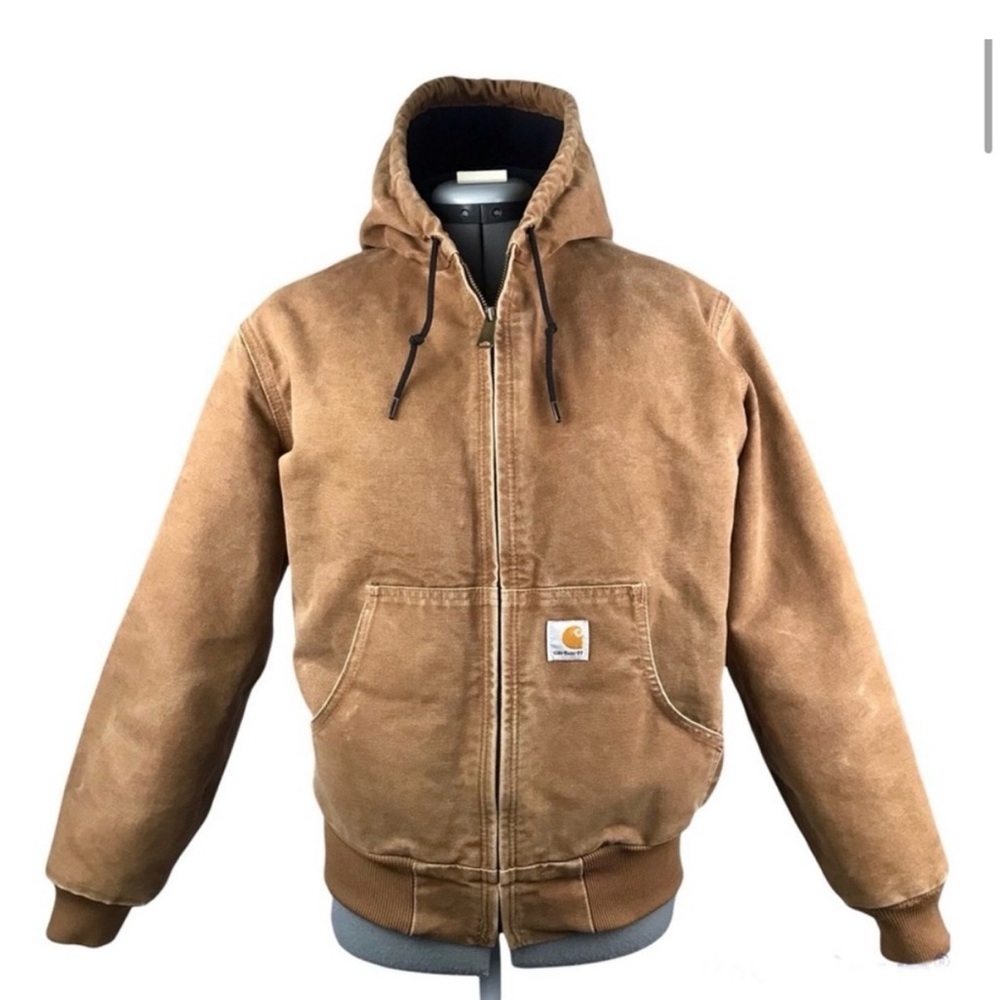 Vintage Y2K Carhartt Duck Canvas Insulated Tan Hooded Performance Jacket